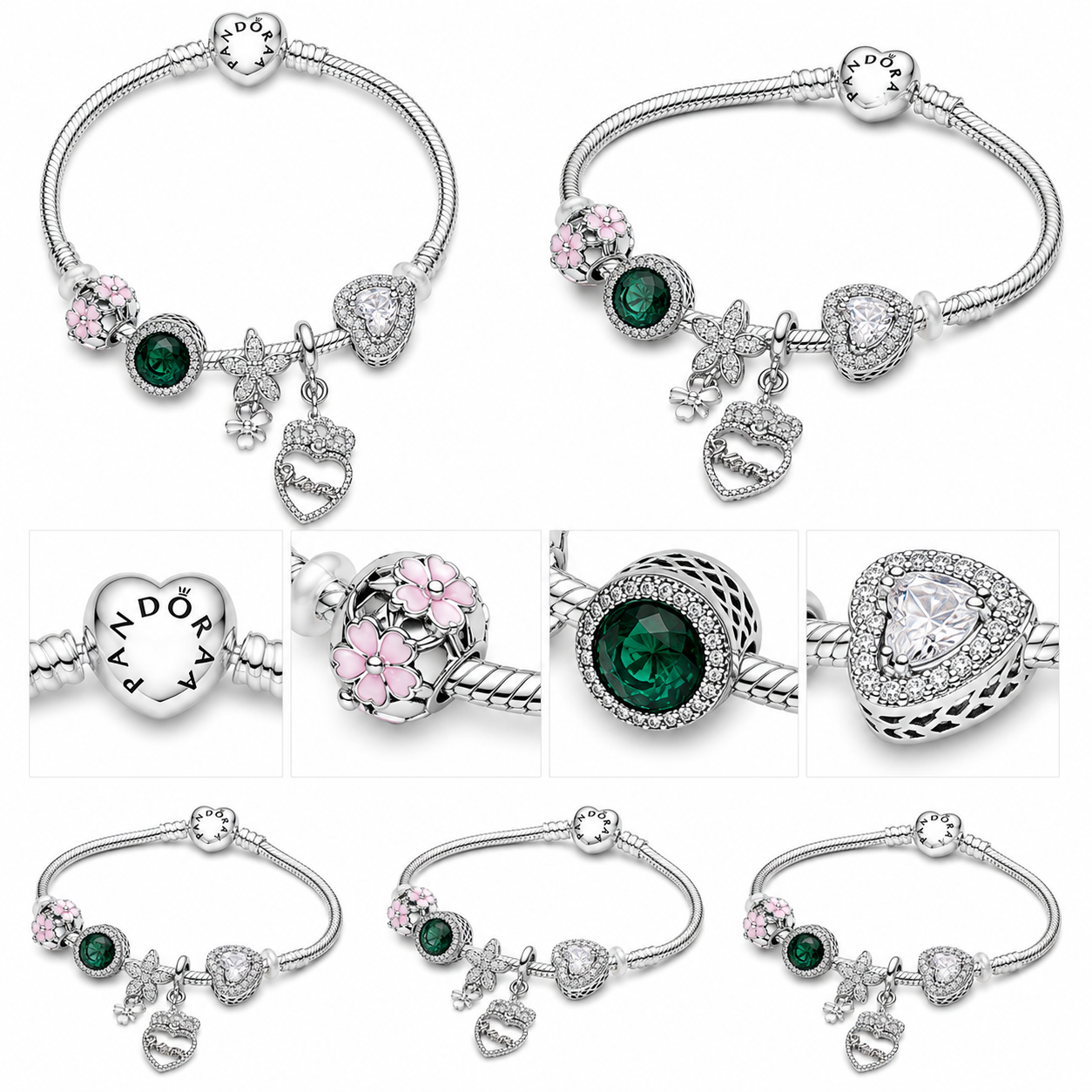 BRAZALETE PANDORA ALE 925 CON CHARMS DE BAÑO, CAJA Y BOLSA