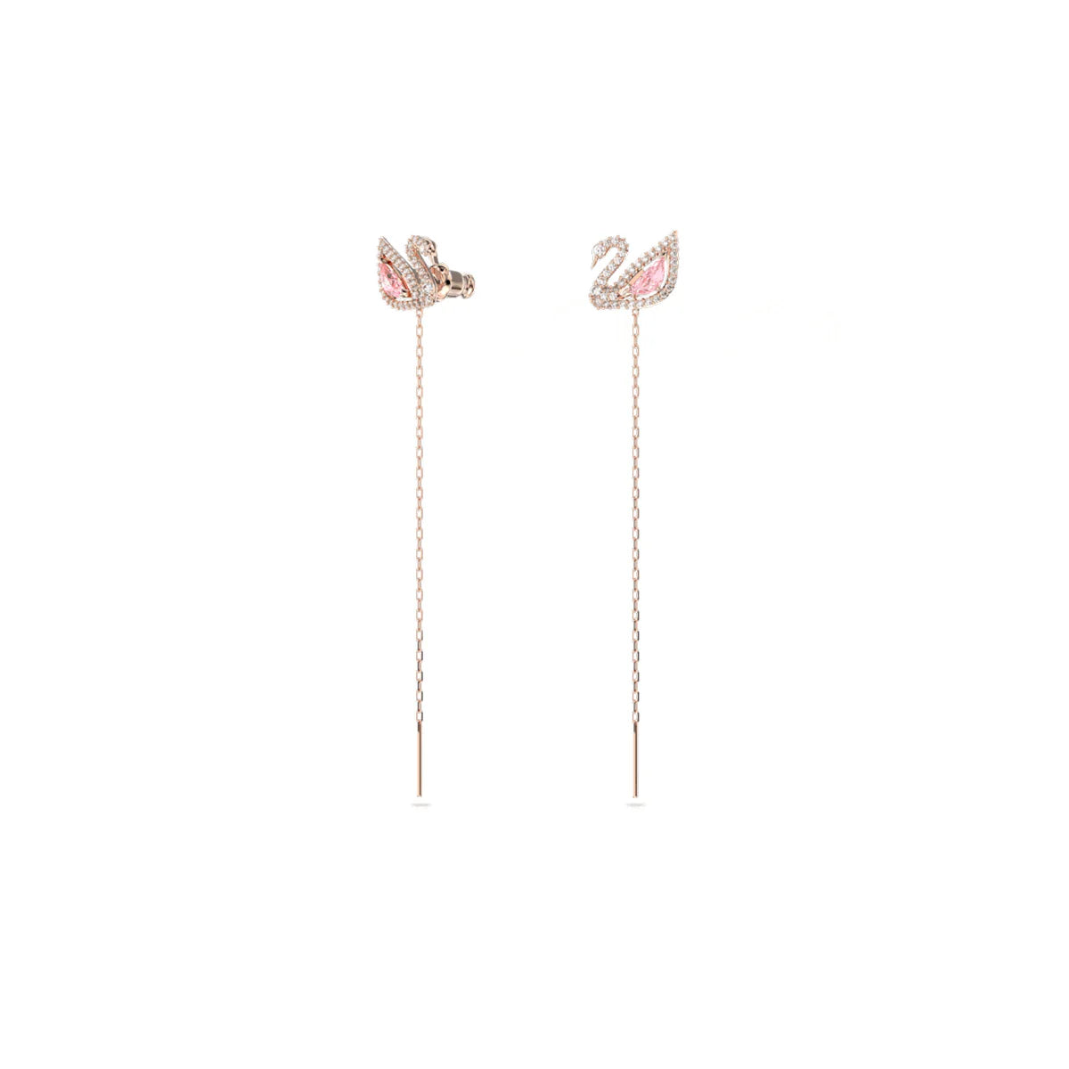 Pendientes colgantes de cisne deslumbrantes con baño de oro rosa de Swarovski