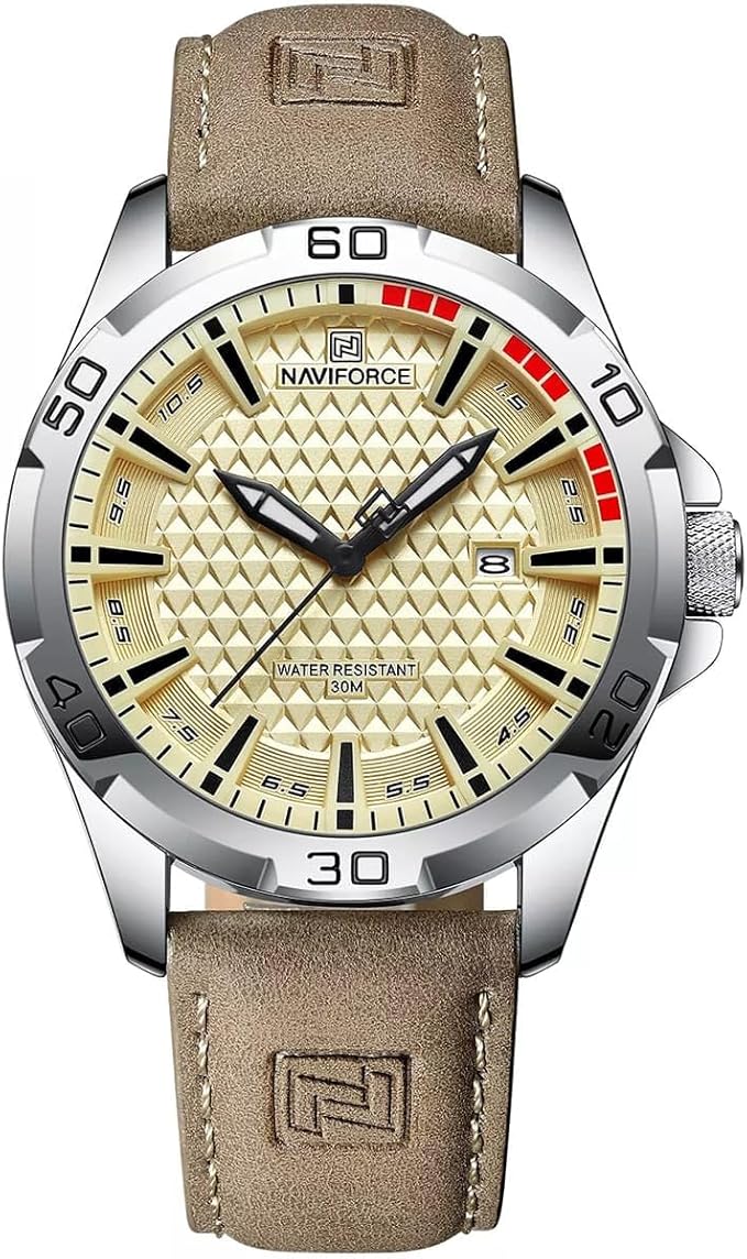Reloj Naviforce NF8023 correa de piel marrón claro