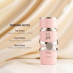 Lattafa Yara - Vainilla, Gourmand, Afrutado, Floral - Eau de Parfum Fragancia de larga duración para mujer, 3.40 onzas / 100 ml
