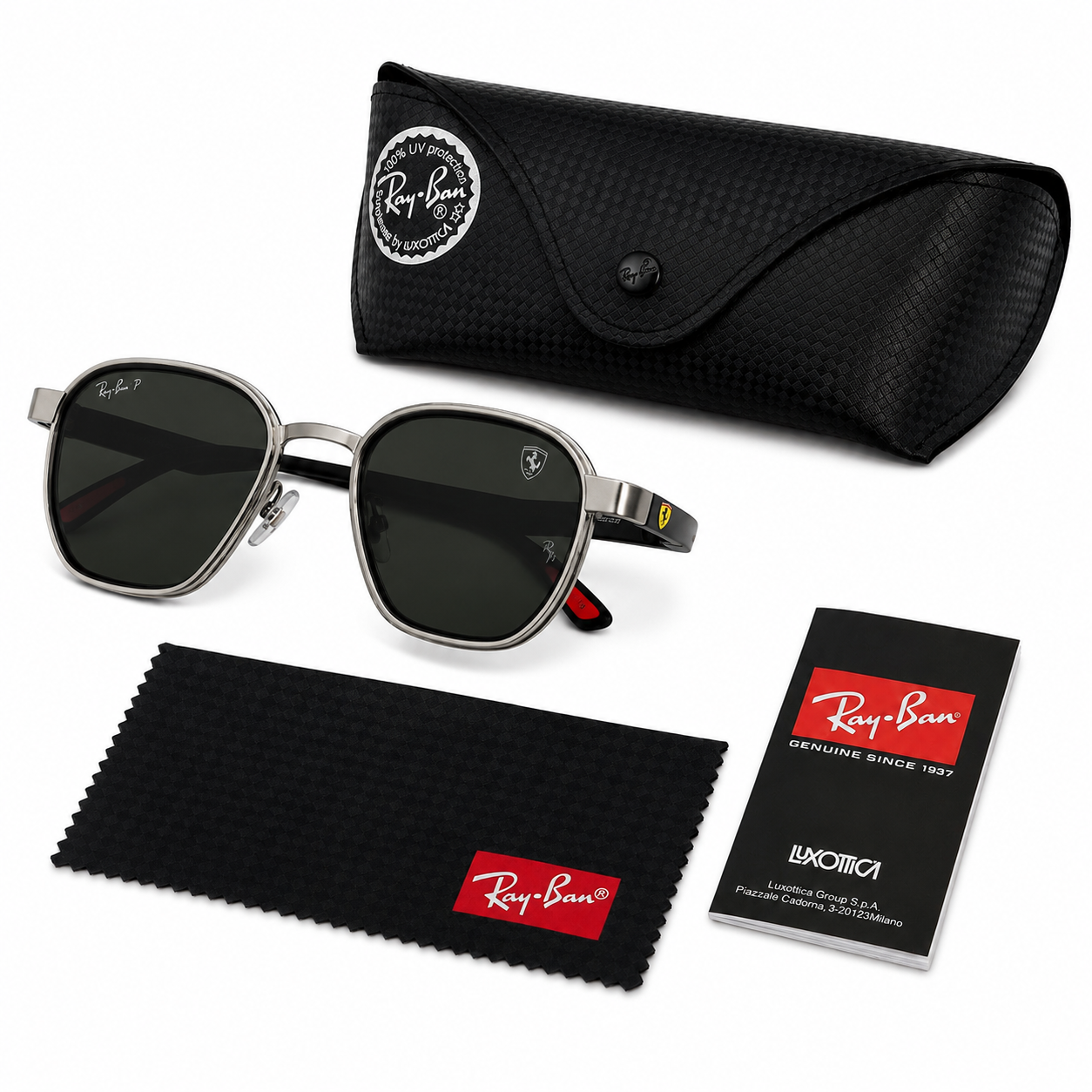 RAY BAN X FERRARI PLATEADOS