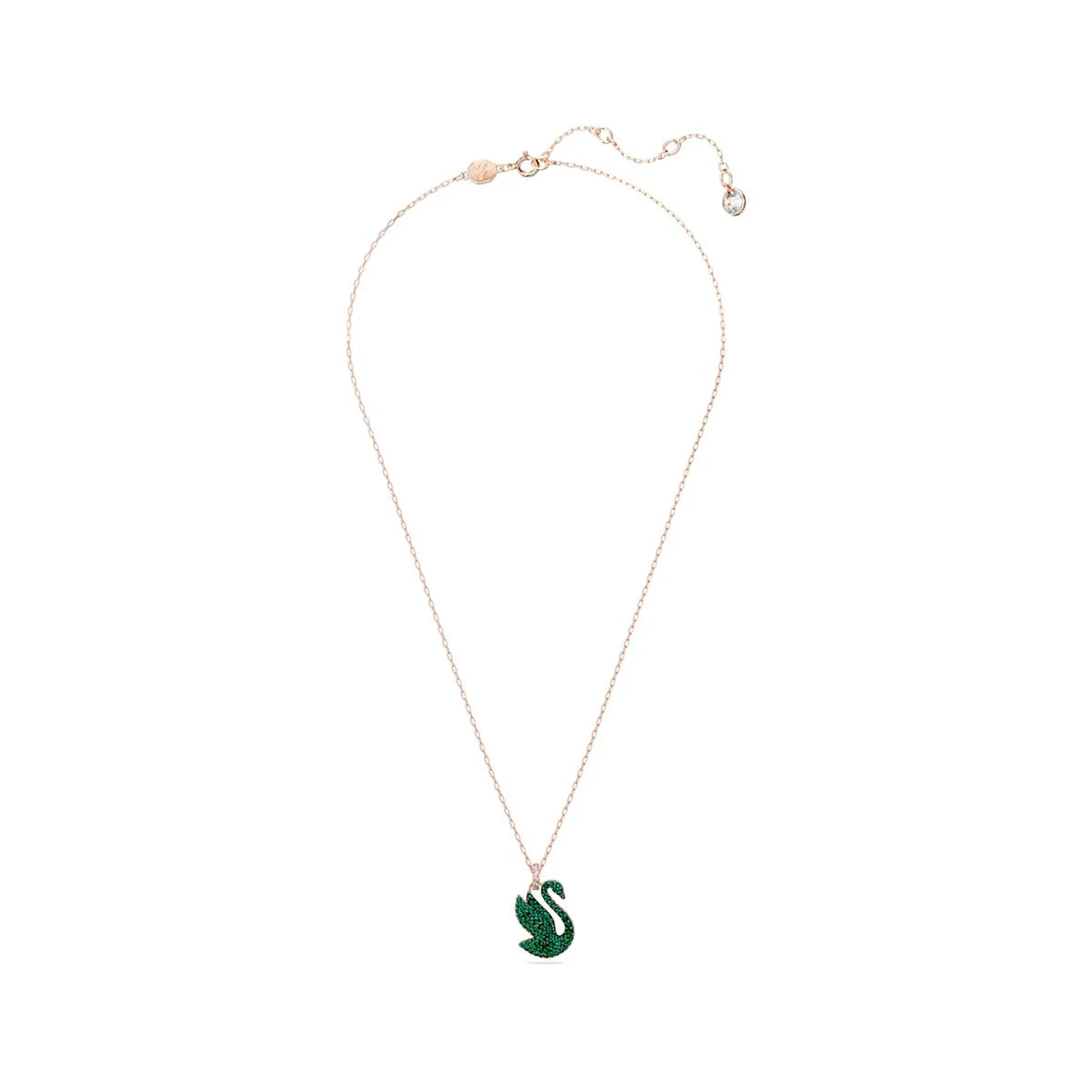 Collar Swarovski Iconic Swan verde baño oro rosa