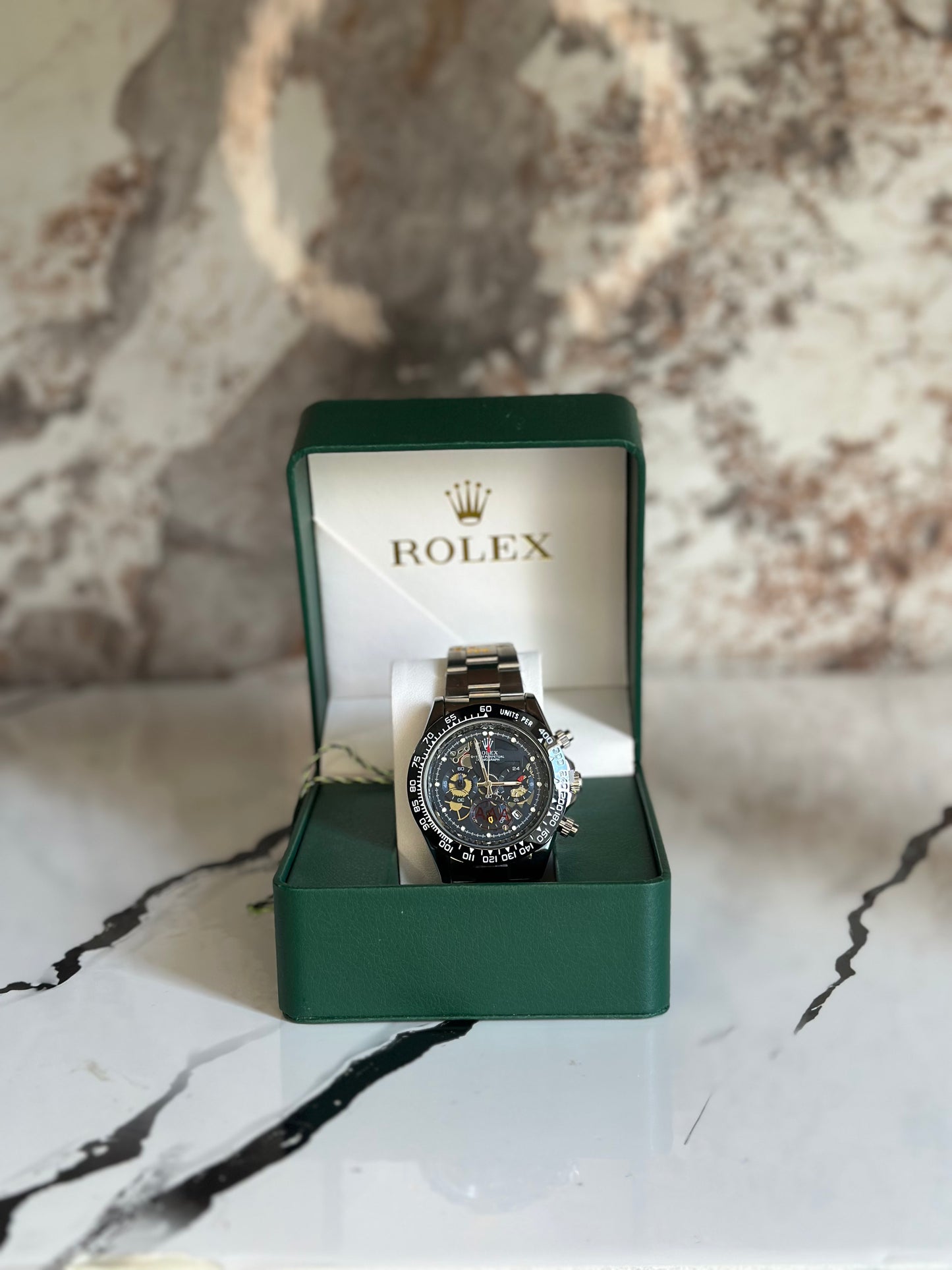 ROLEX DAYTONA PLATEADO FONDO AZUL
