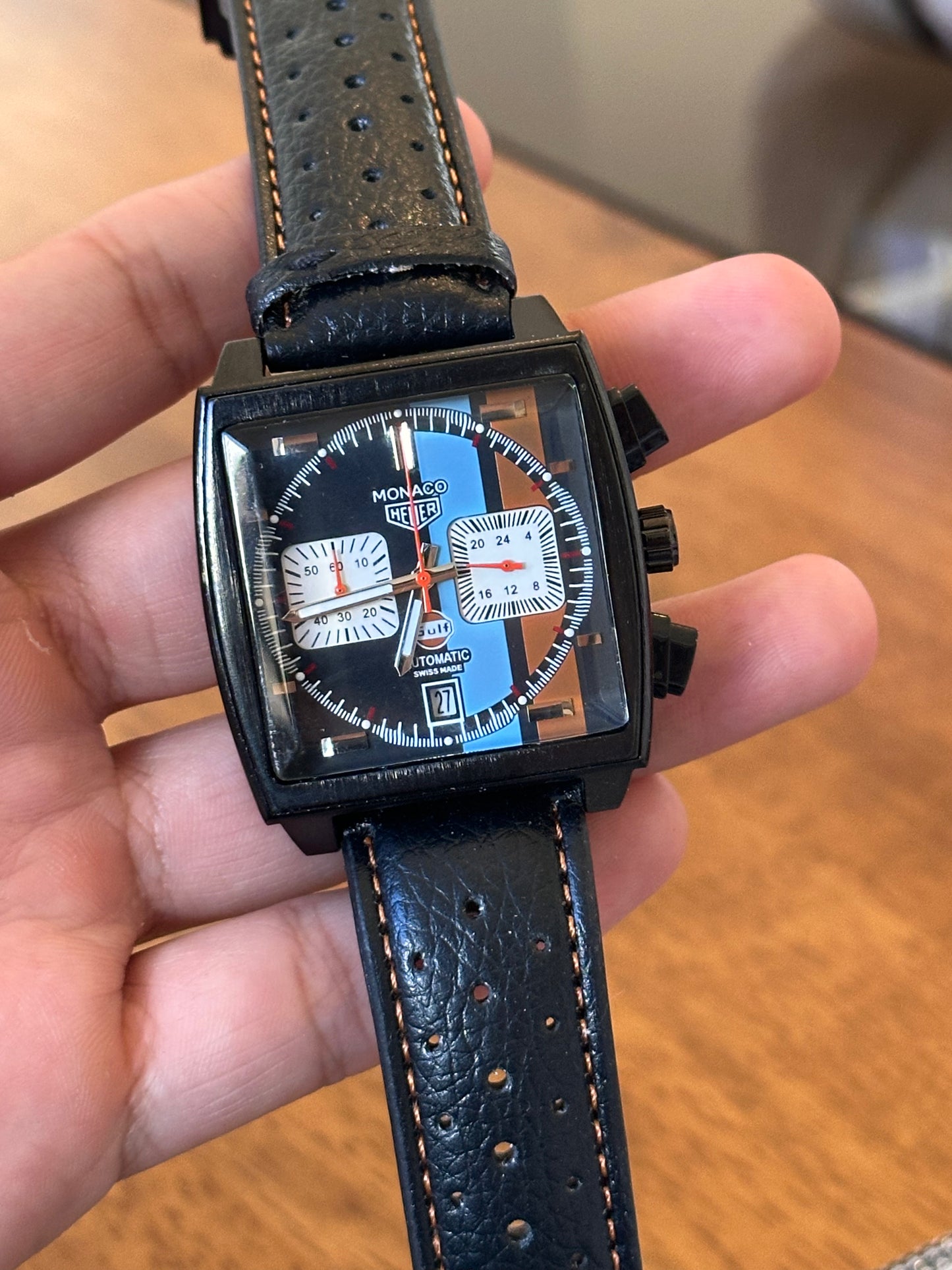 TAG HEUER MONACO X GULF FONDO NEGRO CAJA NEGRA
