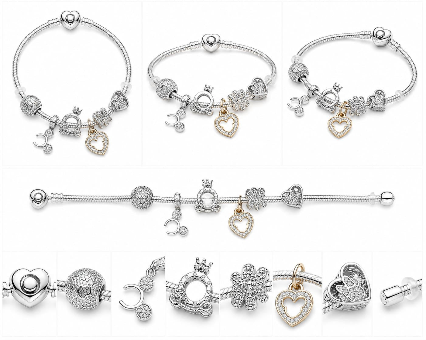BRAZALETE PANDORA ALE 925 CON CHARMS, CAJA Y BOLSA