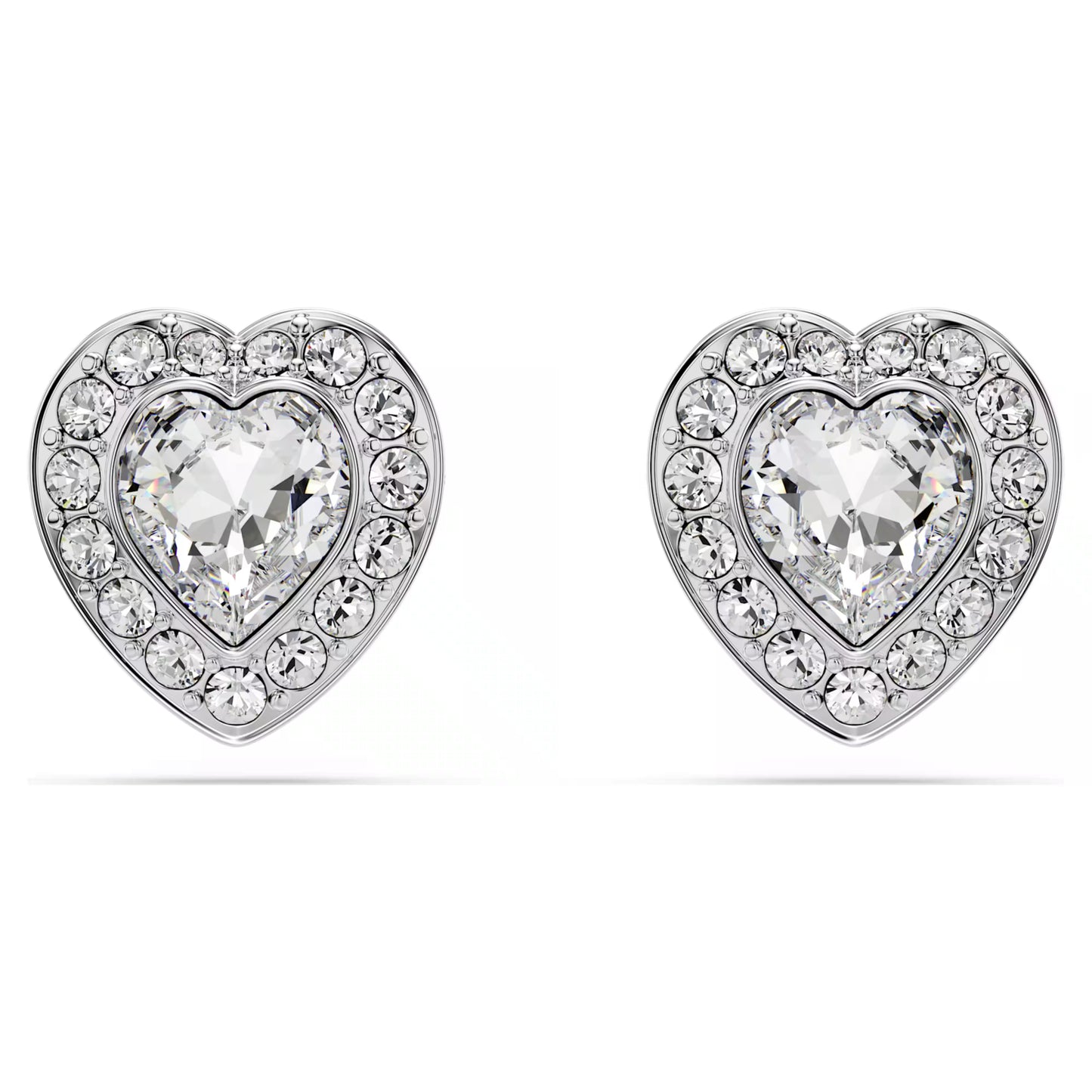 Pendientes de botón Ariana Grande x Swarovski Cortes mixtos, Corazón, Blanco, Baño de rodio