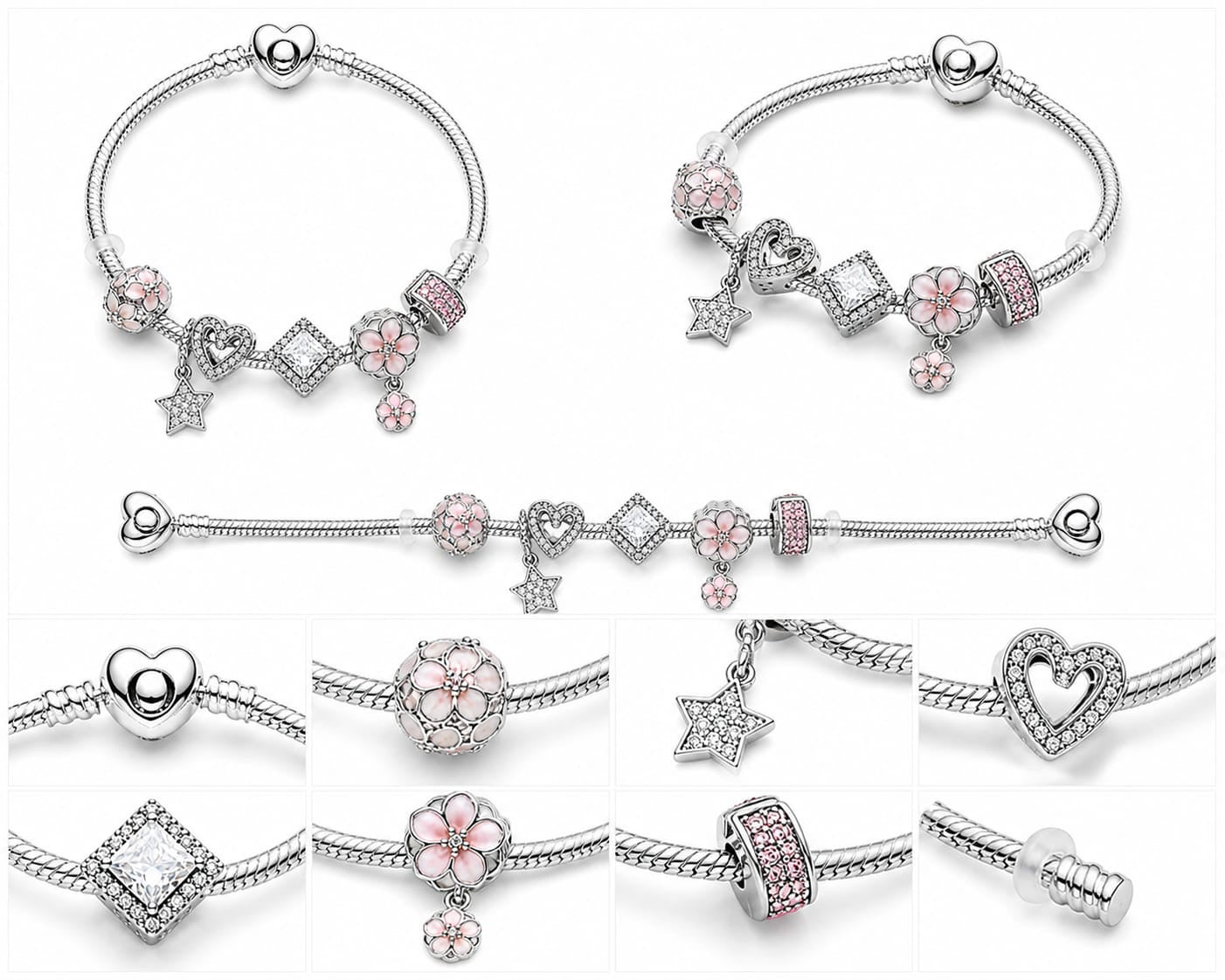 BRAZALETE PANDORA ALE 925 CON CHARMS, CAJA Y BOLSA