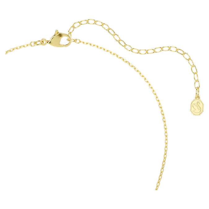 Colgante de por vida Corte redondo,Swarovski Corazón, Blanco, Baño en tono dorado
