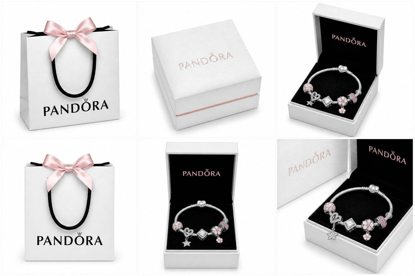 BRAZALETE PANDORA ALE 925 CON CHARMS, CAJA Y BOLSA
