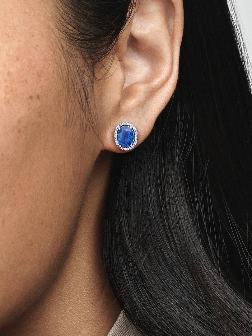 Aretes Pandora de Botón Halo Brillante