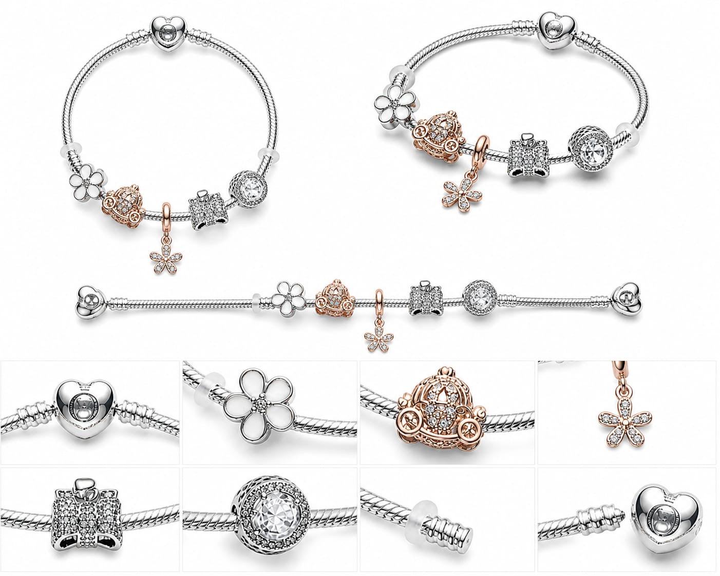 BRAZALETE PANDORA ALE 925 CON CHARMS, CAJA Y BOLSA