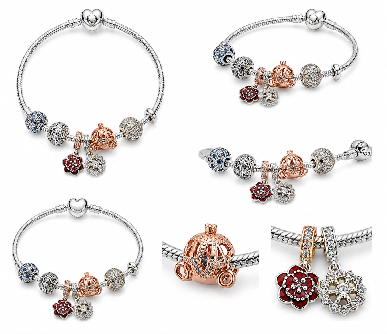 BRAZALETE PANDORA ALE 925 CON CHARMS, CAJA Y BOLSA