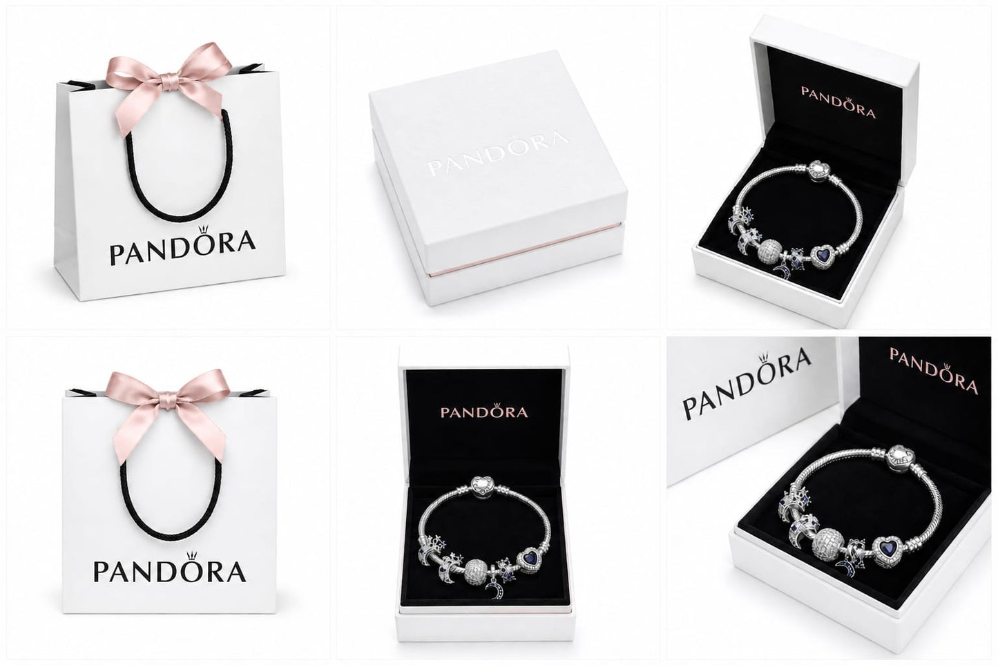BRAZALETE PANDORA ALE 925 CON CHARMS, CAJA Y BOLSA