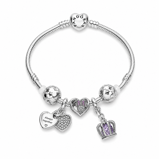 BRAZALETE PANDORA ALE 925 CON CHARMS DE BAÑO, CAJA Y BOLSA