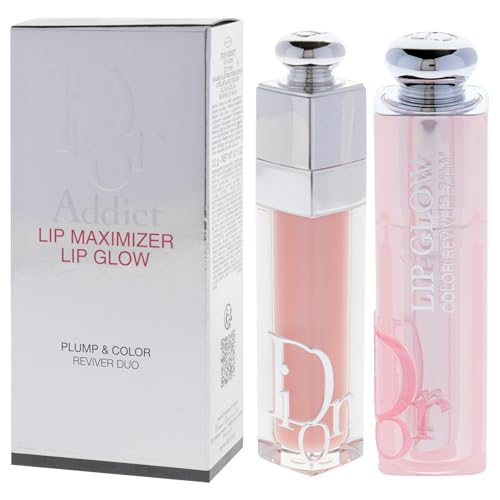 Dior Addict Lip Maximizer and Lip Glow Duo by Christian Dior for Women - 2 Pc 0.20oz Dior Addict Lip Maximizer - 001 Pink, 0.11oz Dior Addict Lip Glow - 001 Pink