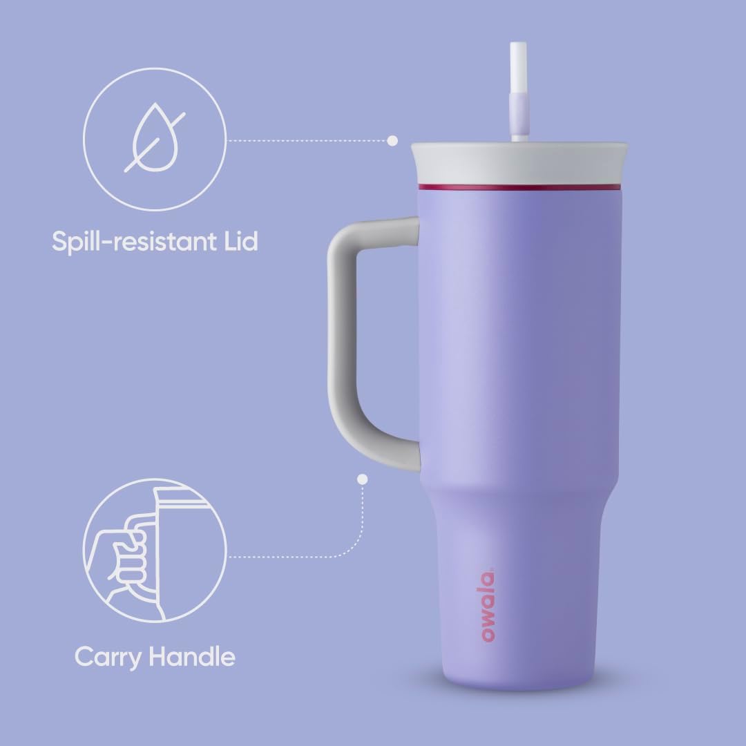 Owala 40oz Tumbler de Acero Inoxidable con Mango Panther Paw azul
