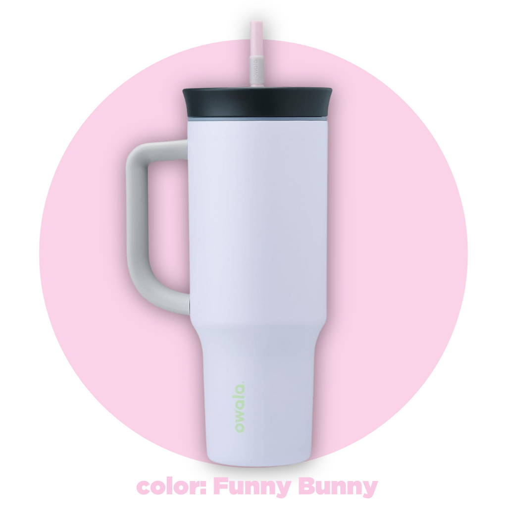 Vaso de viaje Owala de acero inoxidable con aislamiento de triple capa, tapa antiderrames, pajita y asa, sin BPA, 1133 ml,