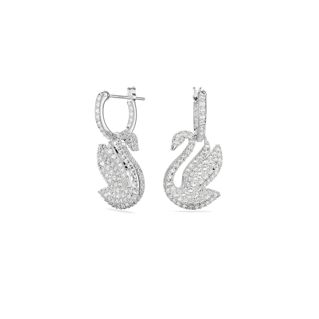 Pendientes colgantes icónicos de cisne con baño de rodio de Swarovski
