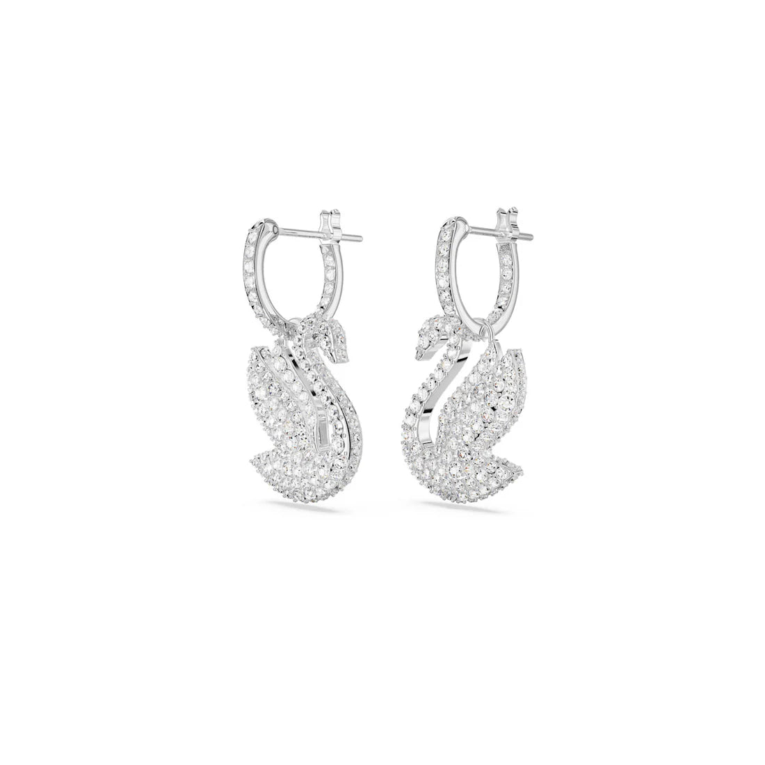 Pendientes colgantes icónicos de cisne con baño de rodio de Swarovski