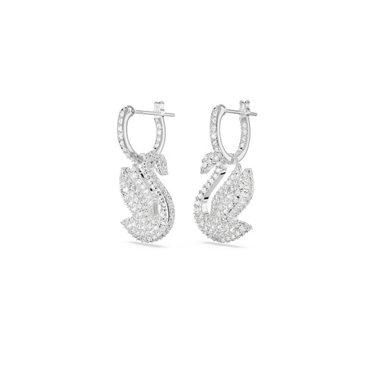Pendientes colgantes icónicos de cisne con baño de rodio de Swarovski