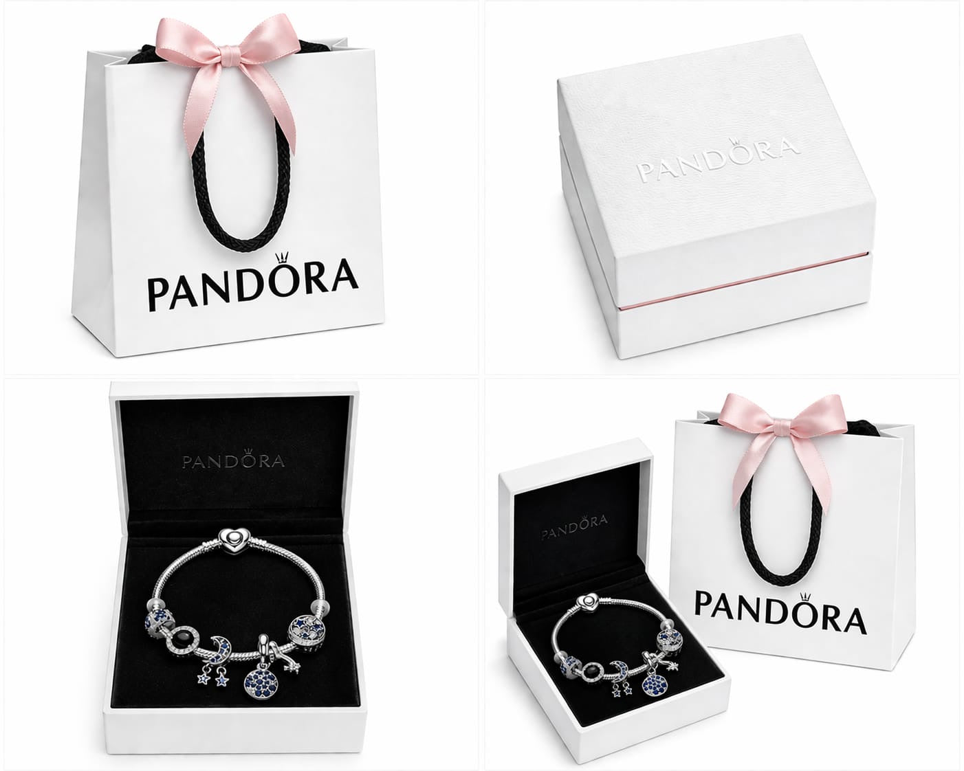 BRAZALETE PANDORA ALE 925 CON CHARMS, CAJA Y BOLSA
