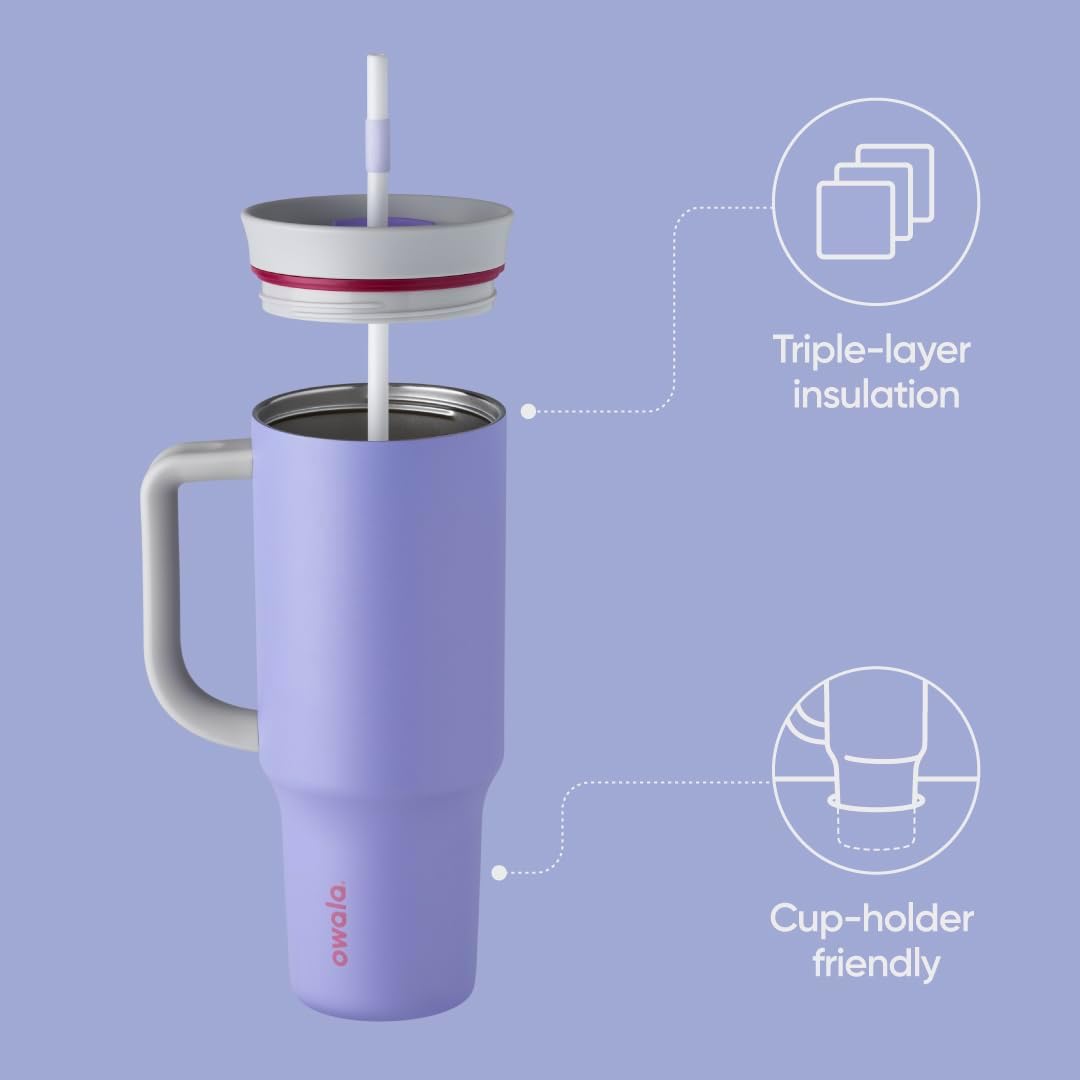 Owala 40oz Tumbler de Acero Inoxidable con Mango Panther Paw azul