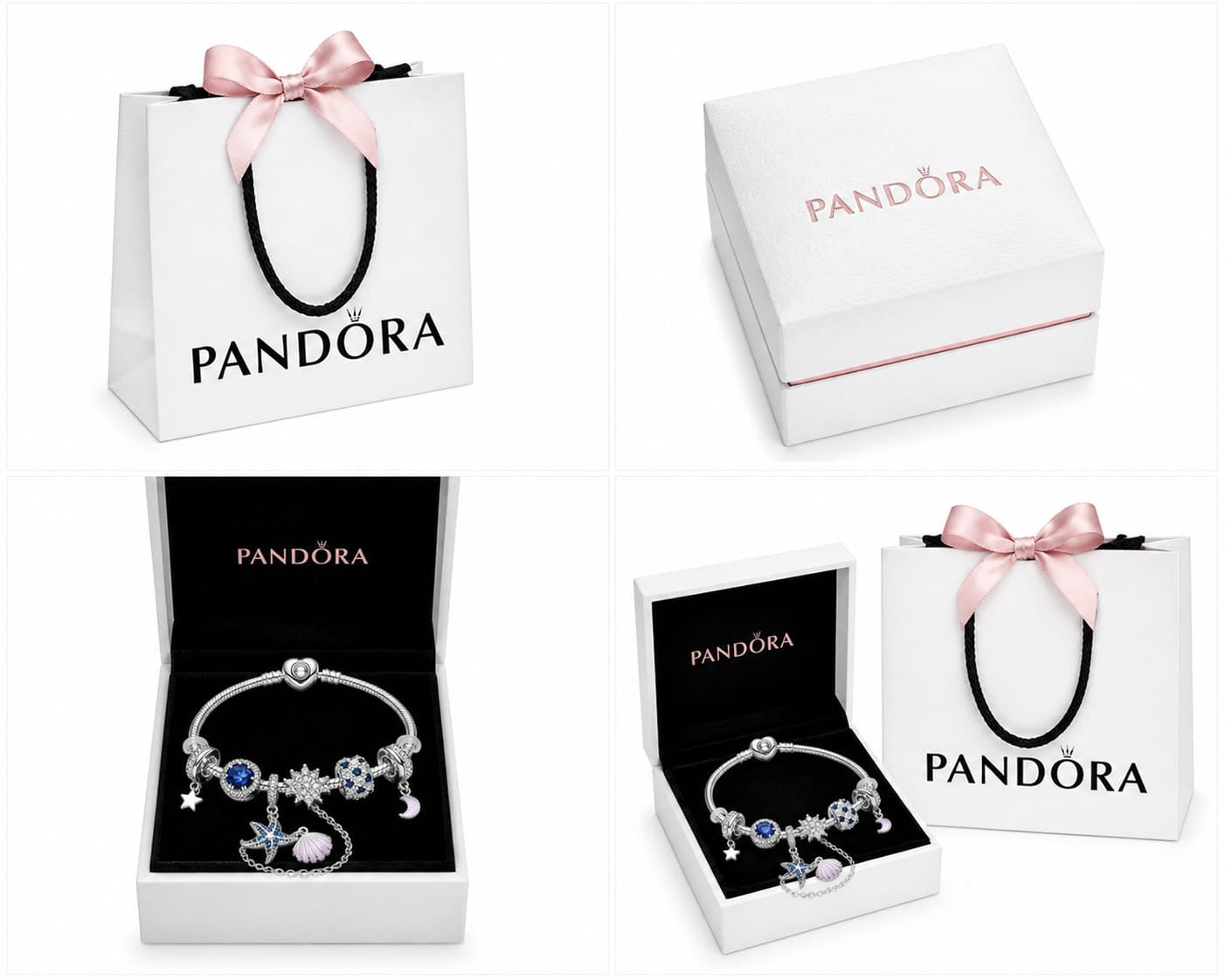 BRAZALETE PANDORA ALE 925 CON CHARMS, CAJA Y BOLSA