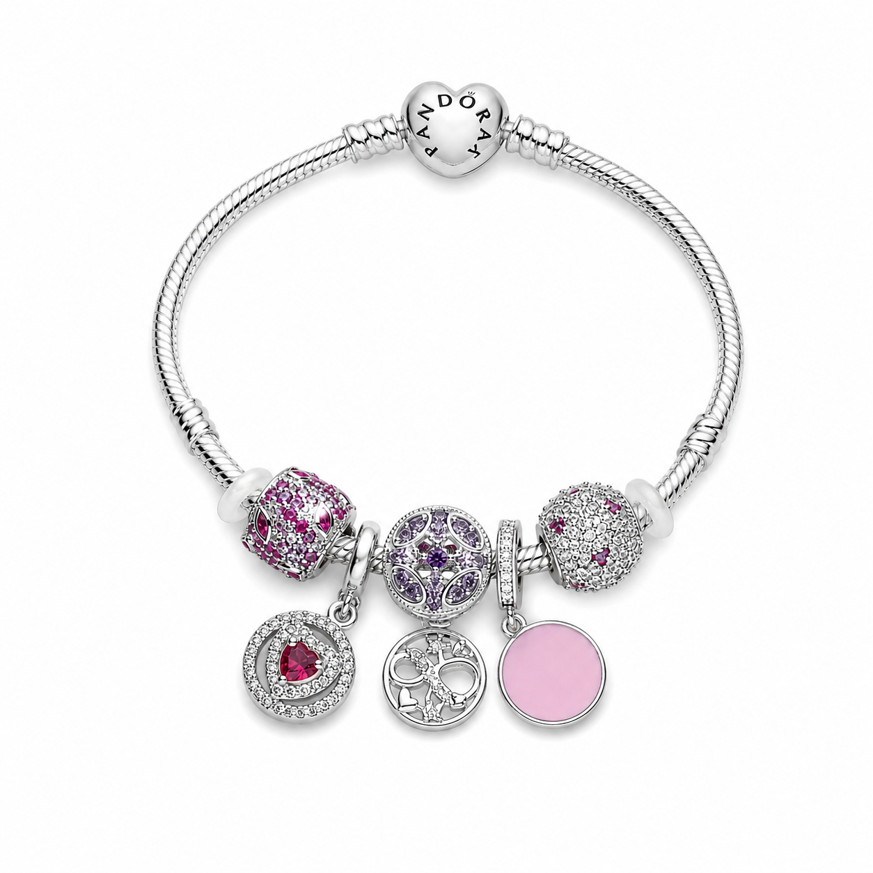 BRAZALETE PANDORA ALE 925 CON CHARMS DE BAÑO, CAJA Y BOLSA