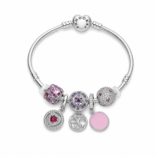 BRAZALETE PANDORA ALE 925 CON CHARMS DE BAÑO, CAJA Y BOLSA