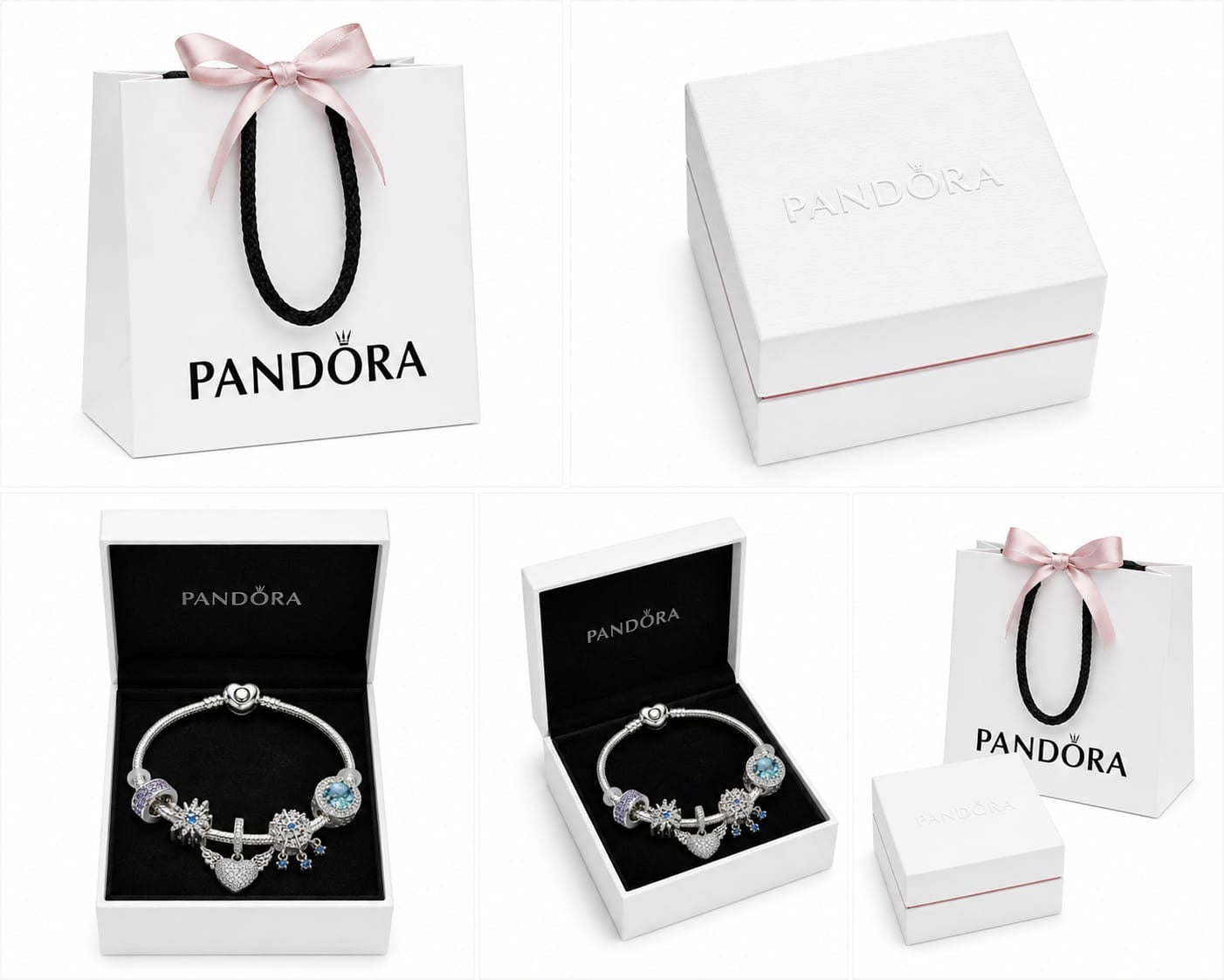 BRAZALETE PANDORA ALE 925 CON CHARMS, CAJA Y BOLSA