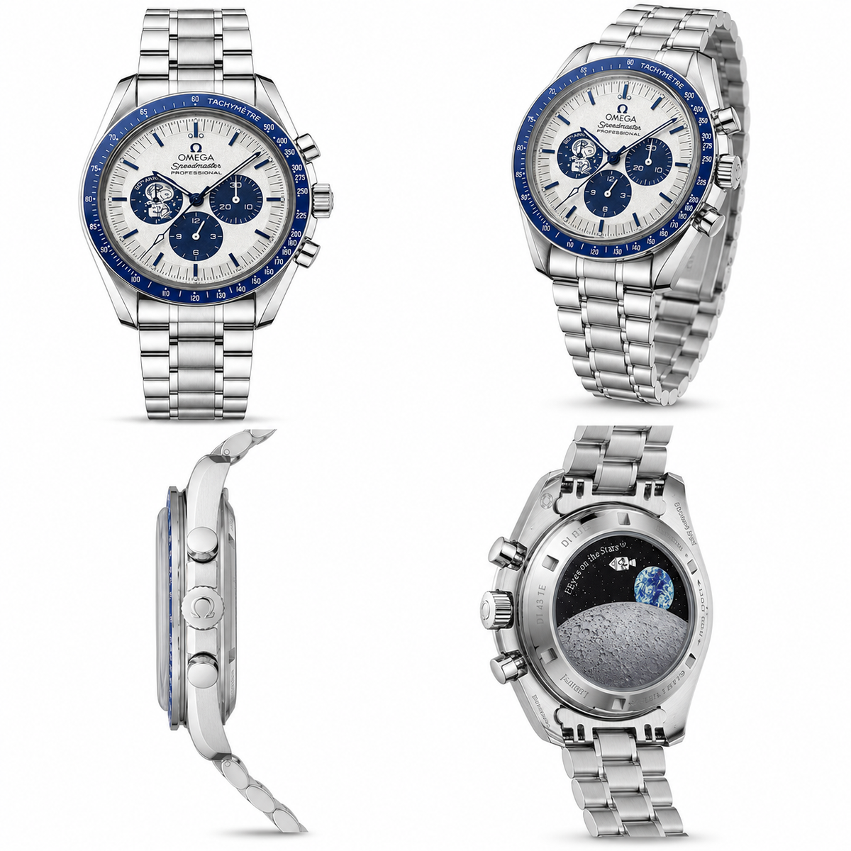 OMEGA EDICION SPECIAL SNOOPY FONDO BLANCO BISEL AZUL