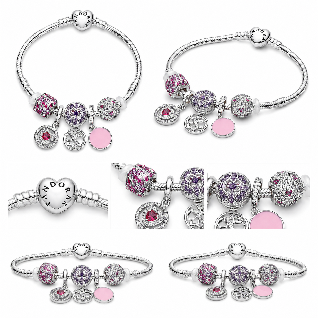 BRAZALETE PANDORA ALE 925 CON CHARMS DE BAÑO, CAJA Y BOLSA