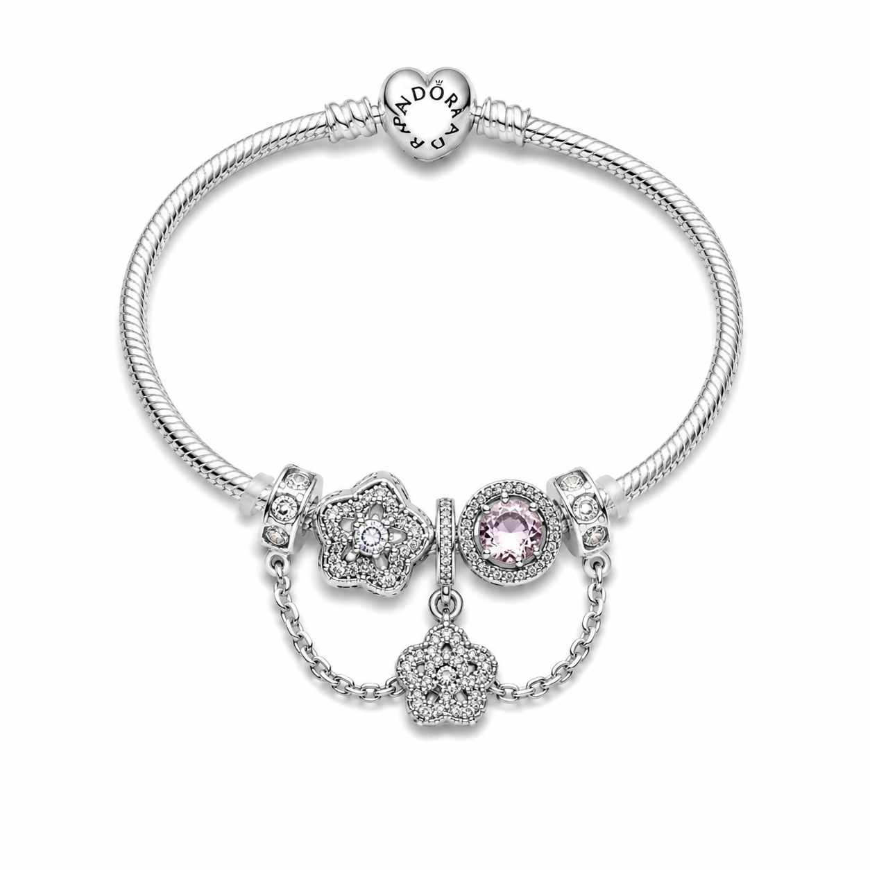 BRAZALETE PANDORA ALE 925 CON CHARMS, CAJA Y BOLSA