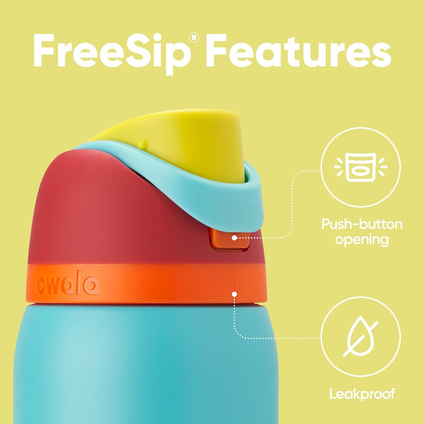 Owala FreeSip de acero inoxidable, 40oz 1.18 litros l, celeste