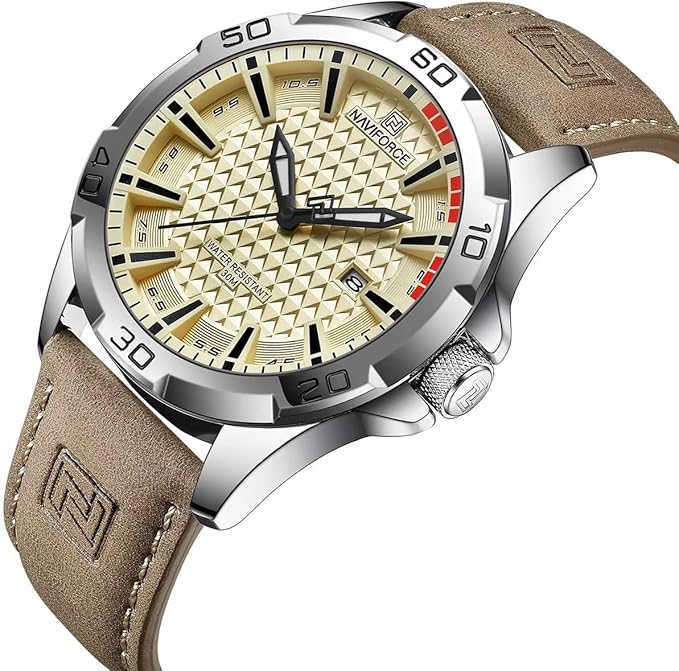 Reloj Naviforce NF8023 correa de piel marrón claro