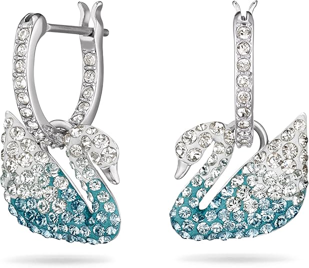 Colección de joyas Swarovski, icónico cisne de cristal, plata chapada en rodio, Pendientes de cristal multicolor, 5512577