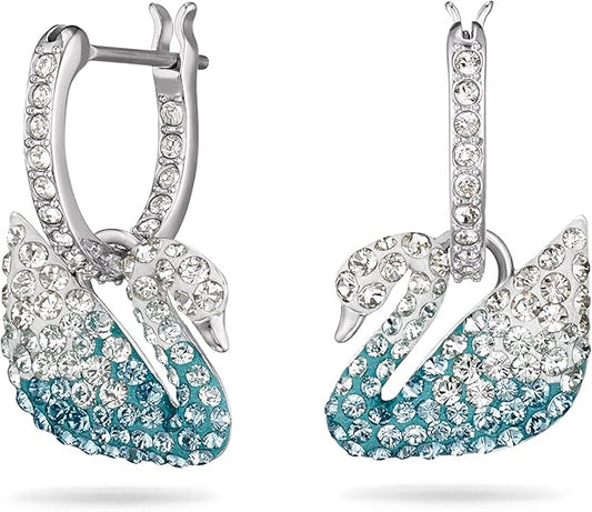 Colección de joyas Swarovski, icónico cisne de cristal, plata chapada en rodio, Pendientes de cristal multicolor, 5512577