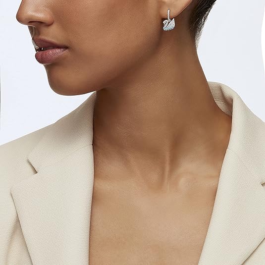 Colección de joyas Swarovski, icónico cisne de cristal, plata chapada en rodio, Pendientes de cristal multicolor, 5512577