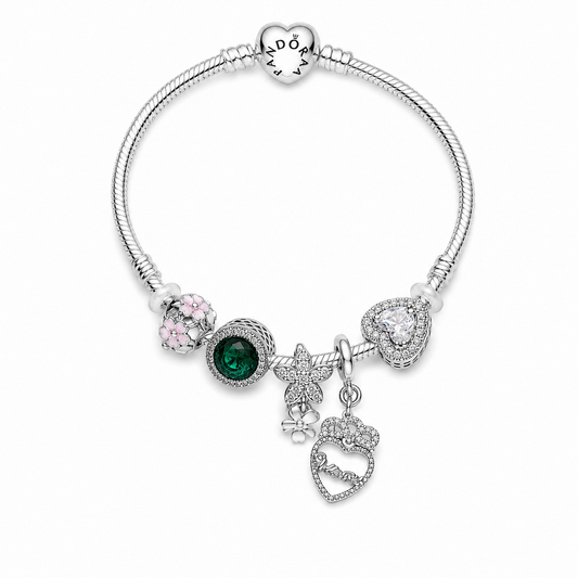 BRAZALETE PANDORA ALE 925 CON CHARMS DE BAÑO, CAJA Y BOLSA
