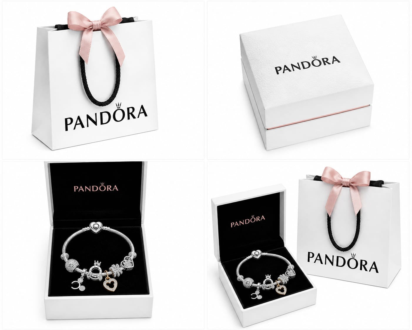 BRAZALETE PANDORA ALE 925 CON CHARMS, CAJA Y BOLSA