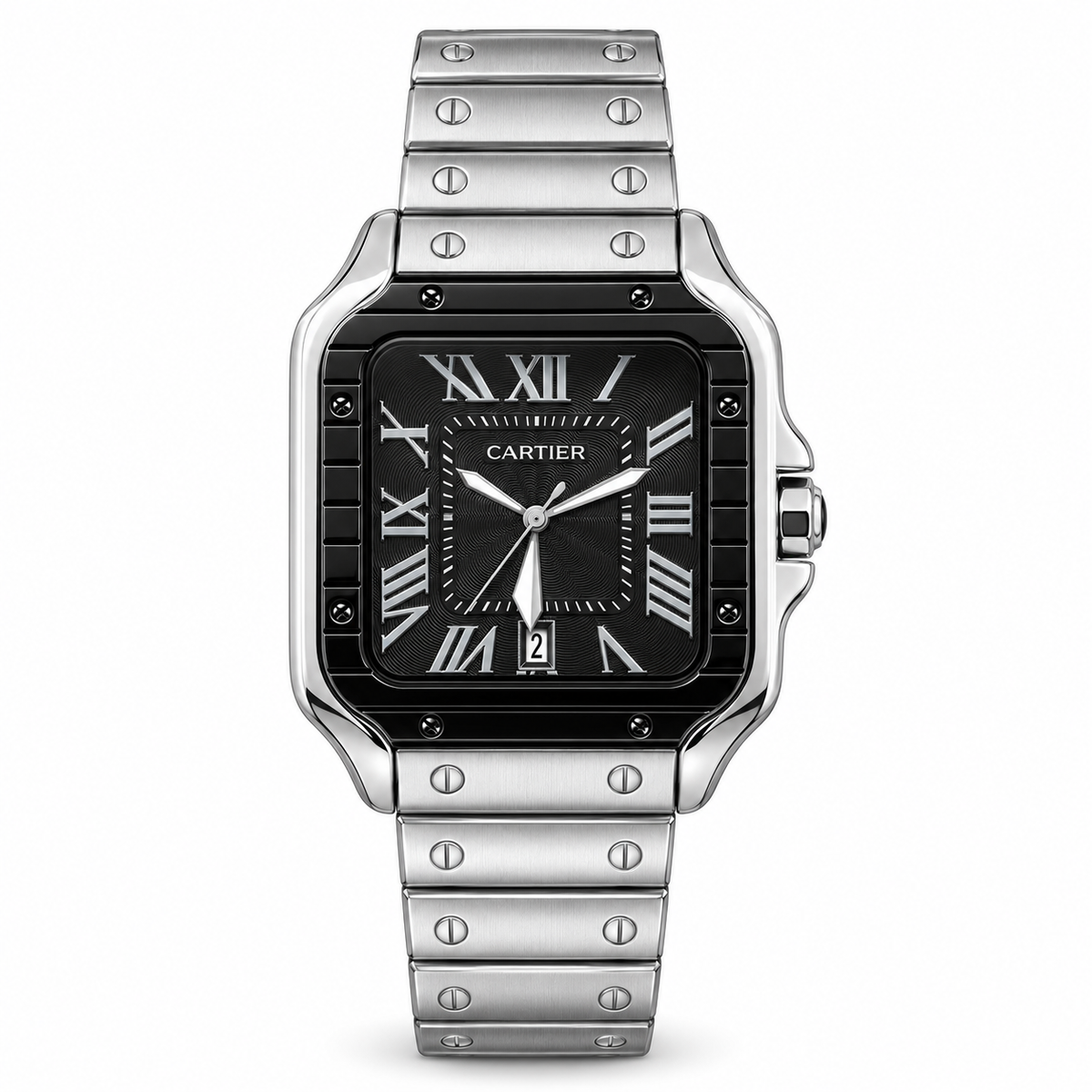 CARTIER SANTOS BISEL NEGRO ESFERA NEGRA