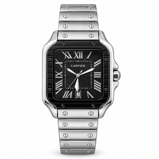 CARTIER SANTOS BISEL NEGRO ESFERA NEGRA