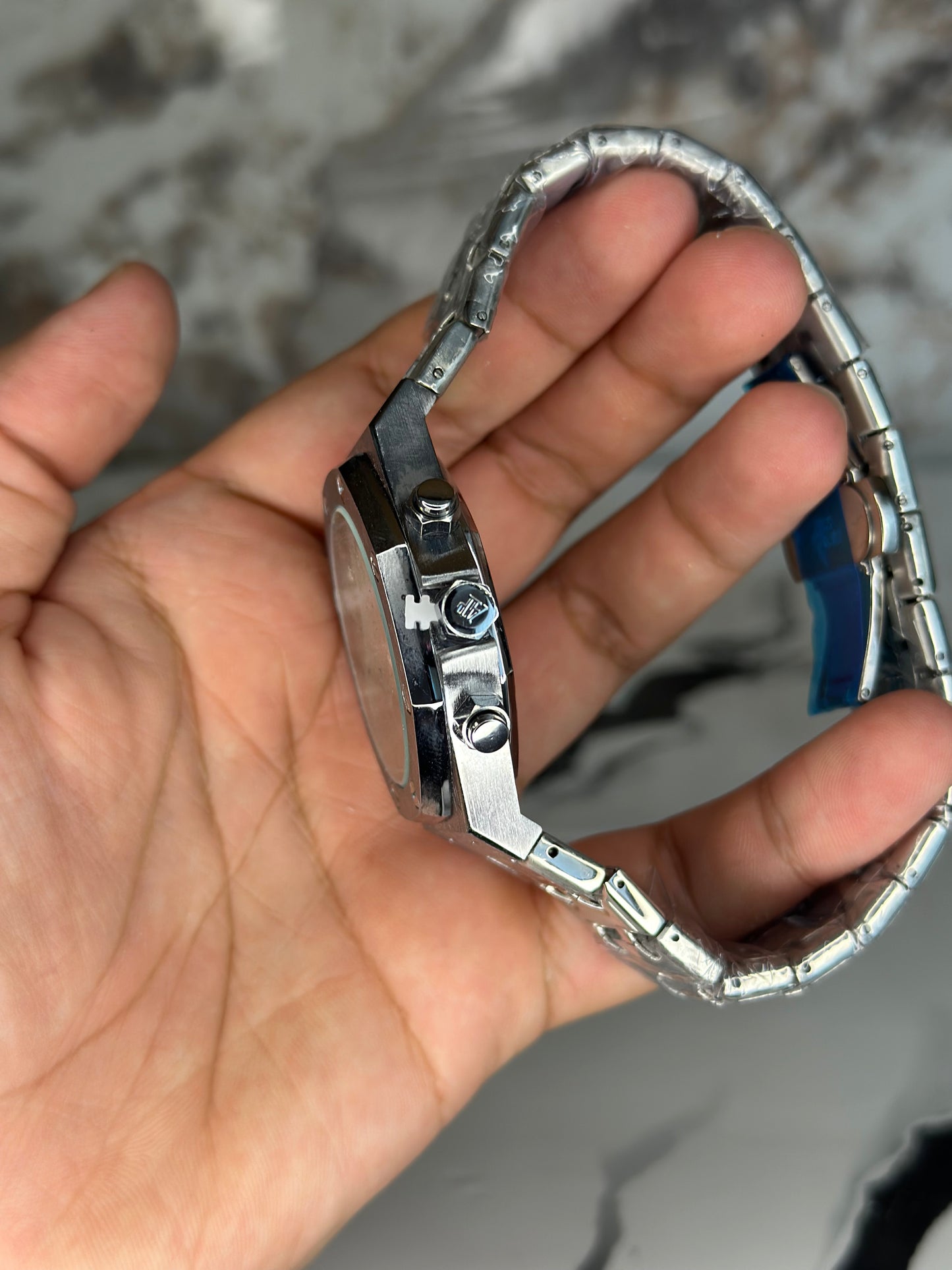 Audemars Piguet AP fondo verde bisel plateado pulsera metálica cronógrafo