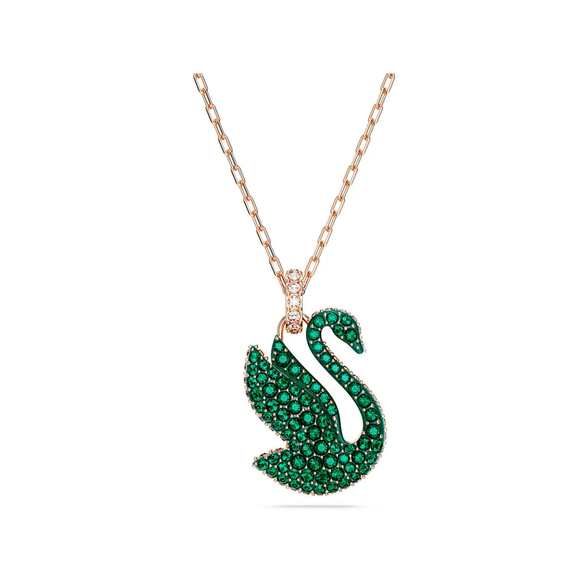 Collar Swarovski Iconic Swan verde baño oro rosa