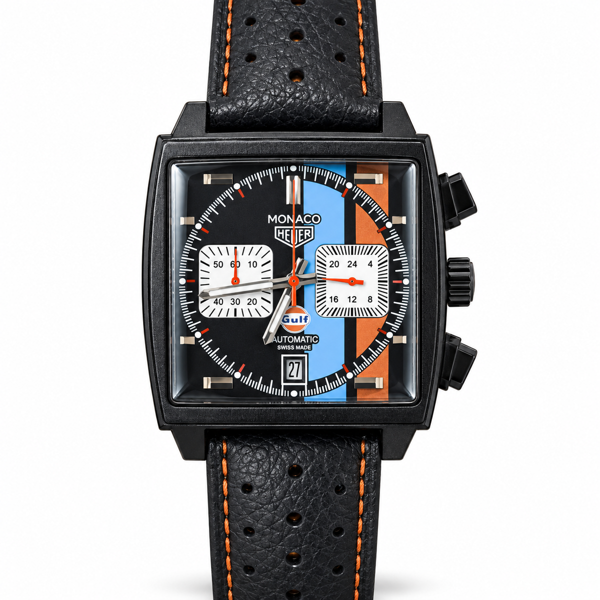 TAG HEUER MONACO X GULF FONDO NEGRO CAJA NEGRA