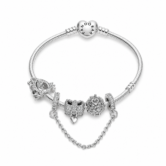 BRAZALETE PANDORA ALE 925 CON CHARMS DE BAÑO, CAJA Y BOLSA