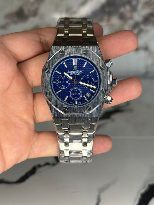 Audemars Piguet AP fondo azul  pulsera metálica cronógrafo