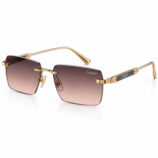 GAFAS CARTIER CUADRADAS CAFE CON DORADO