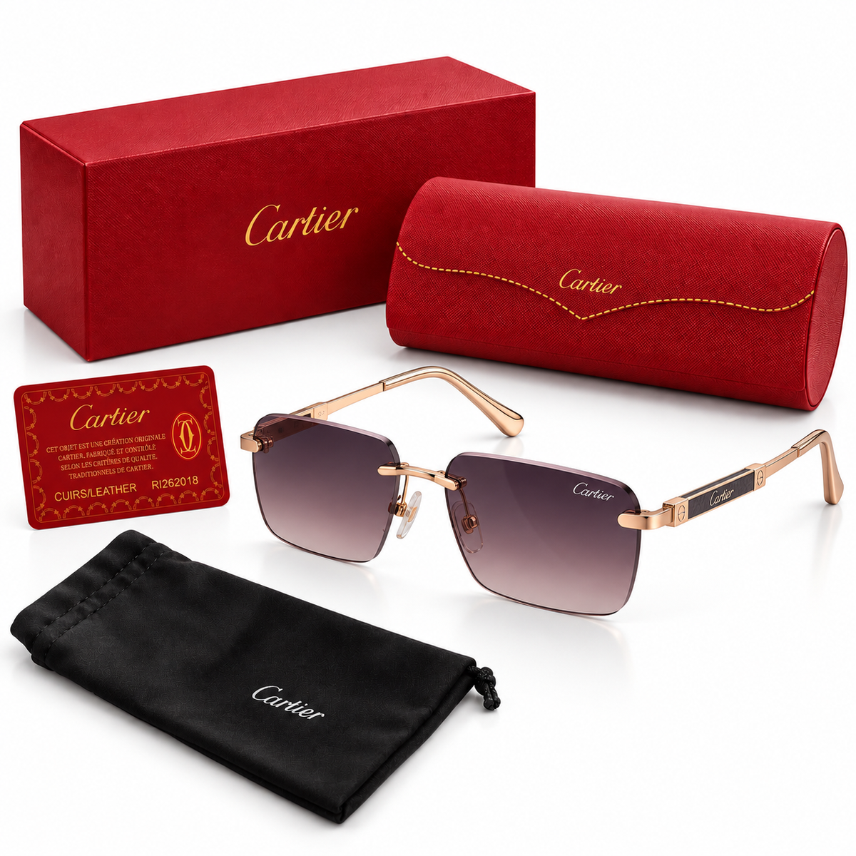 GAFAS CARTIER CUADRADAS morado CON DORADO