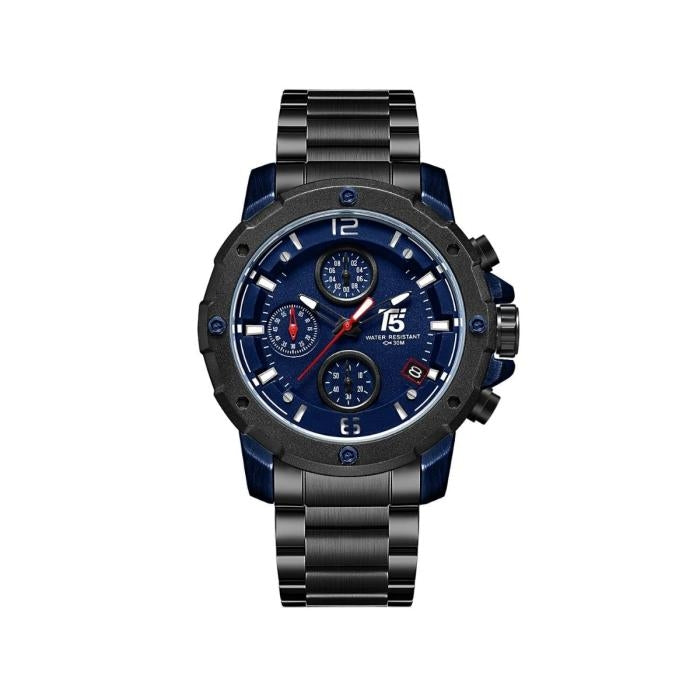 Reloj Analógico de Acero Inoxidable unisex H3589L - Negro con Azul